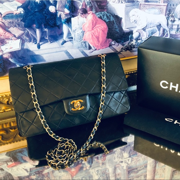 Chanel Medium 25 Double Flap Black with 24K Gold - Picture 2 of 15